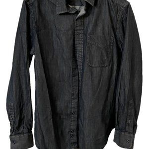 Blue & Cream Black Denim Button Up Shirt - Size M